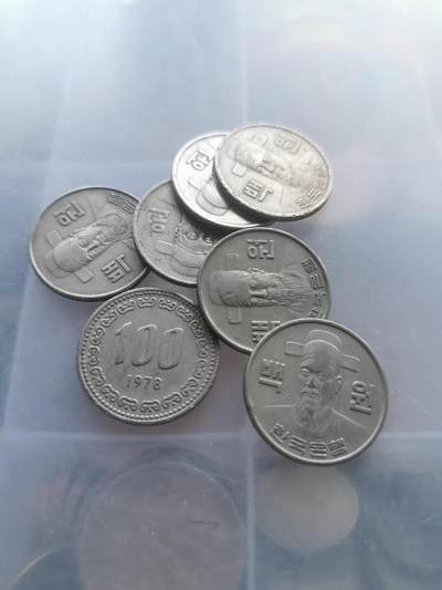 韩国老版100元 李舜臣  24mm 硬币钱币 - 韩国老版100元 李舜臣  24mm 硬币钱币