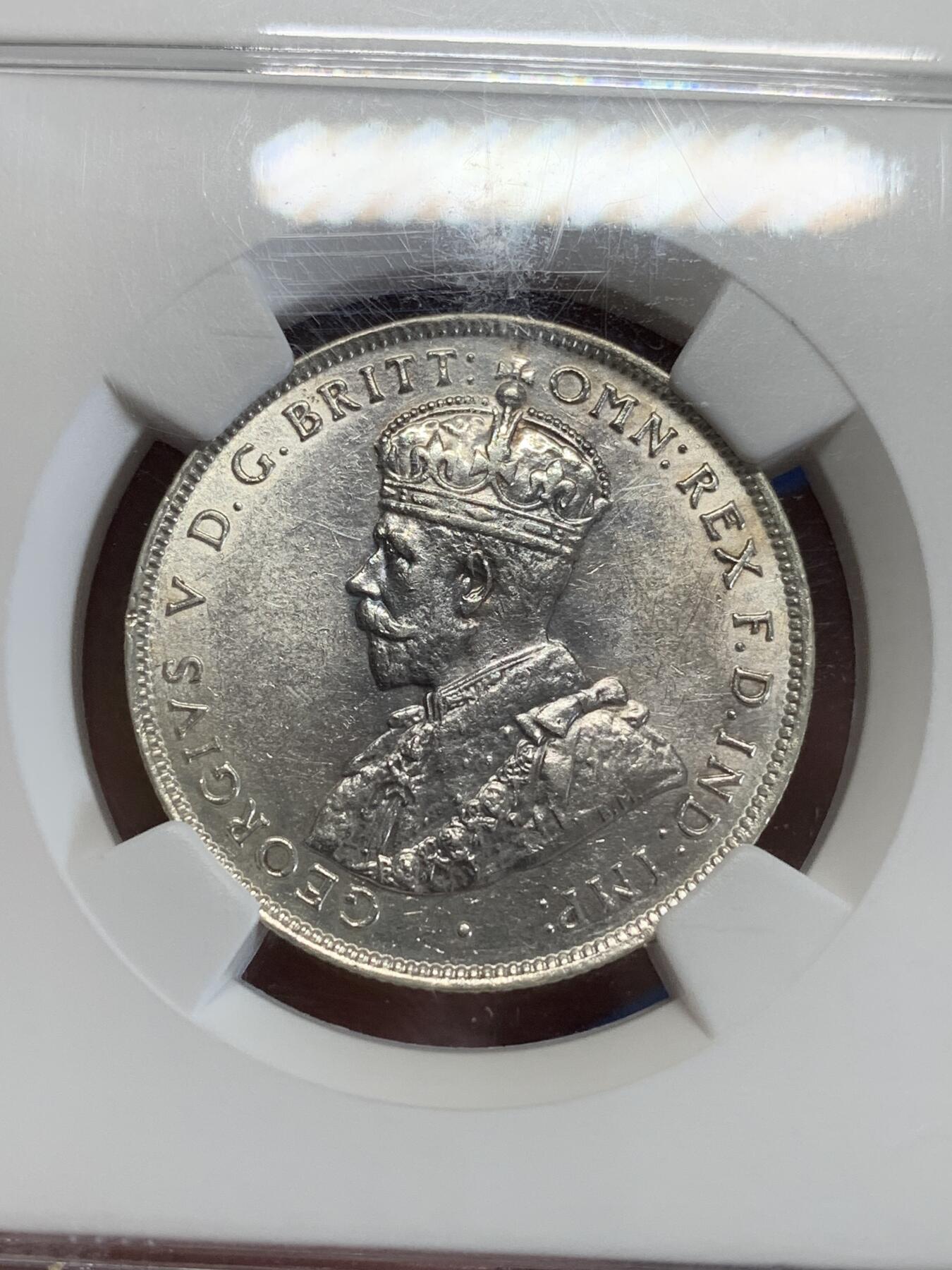 《竞宝斋》第279场- 周日，周一 ，周二3场连拍 （全场包邮） NGC AU58  英属西非1918年乔治五世2先令 少见品种
