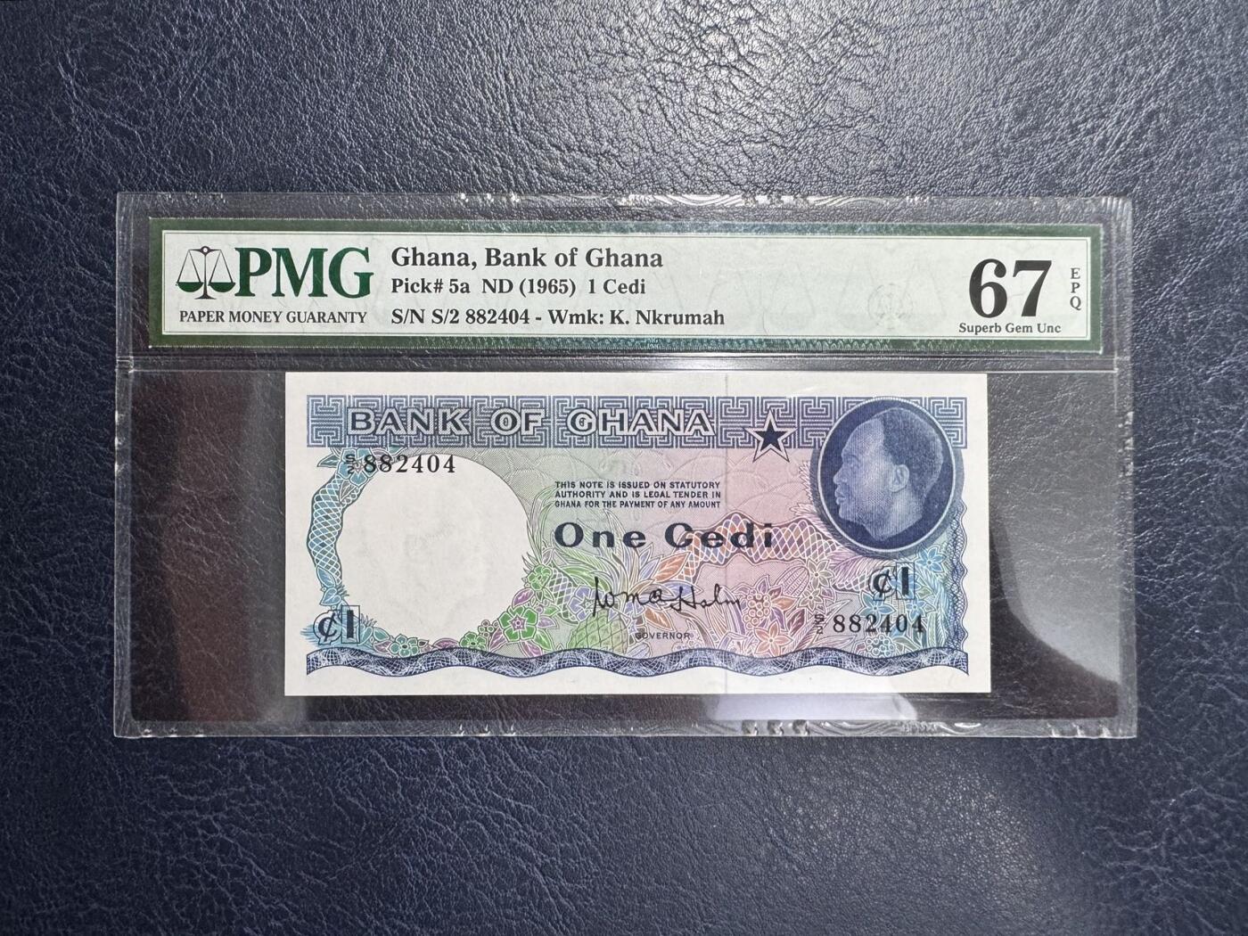 收藏联盟Quantum Auction 第354期拍卖  加纳1965年1赛地 PMG67 稀少高分 双面凹印