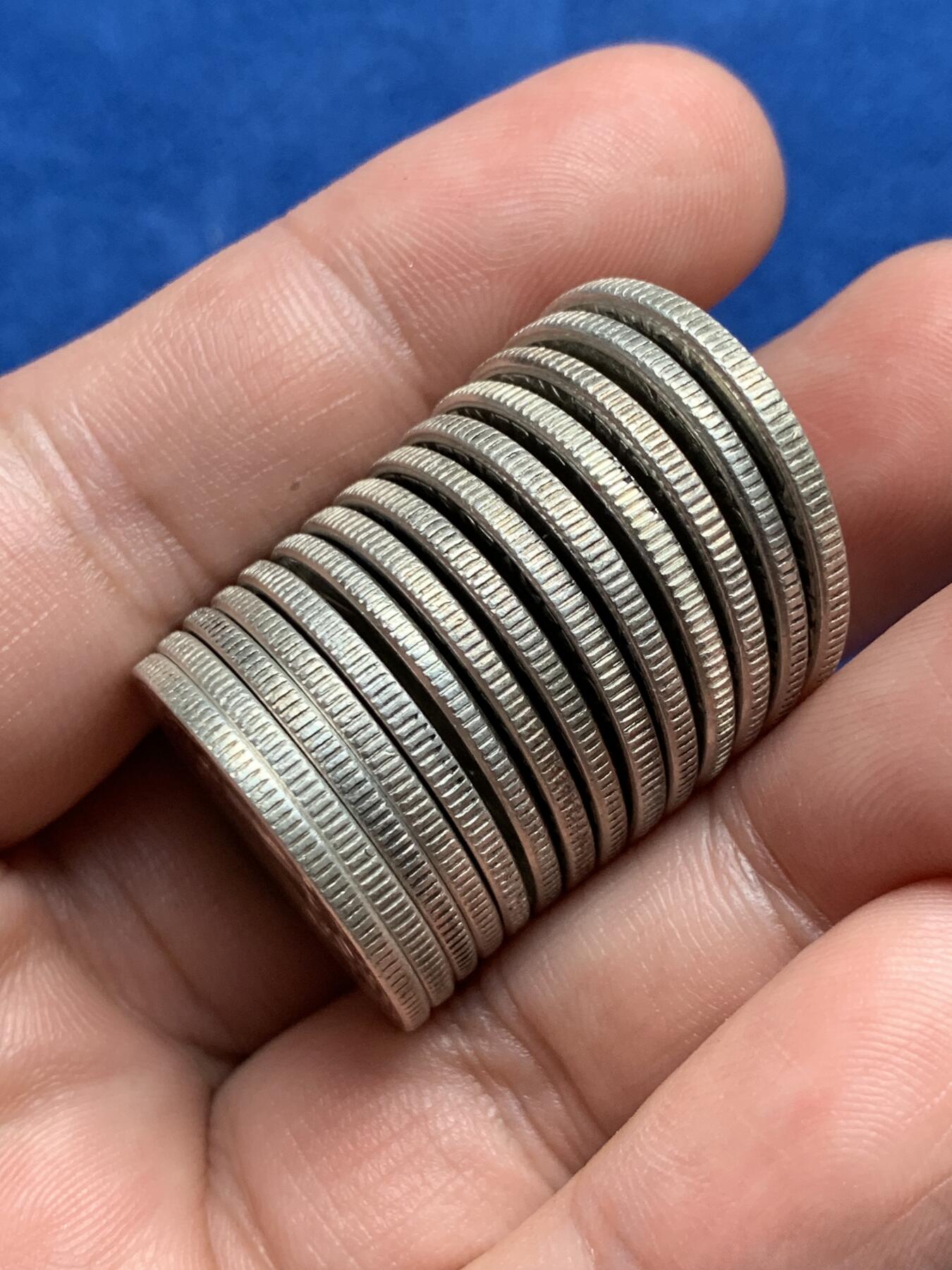 《竞宝斋》第280场- 周日，周一 ，周二3场连拍 （全场包邮） 14枚一组 1964年美国华盛顿25美分银币 重6.25克 900银 合计纯银78.75克