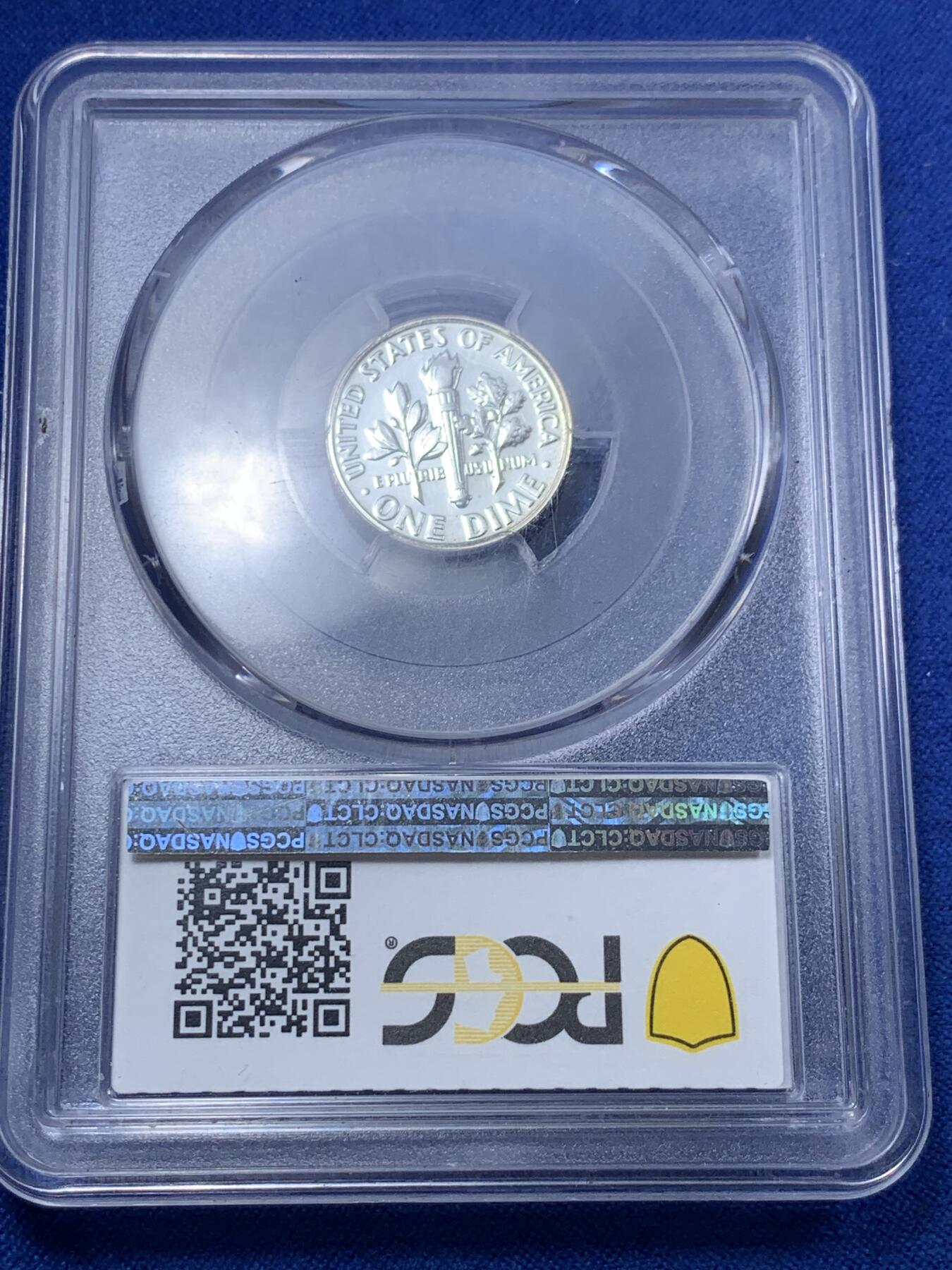 《竞宝斋》第280场- 周日，周一 ，周二3场连拍 （全场包邮） PCGS PR68 美国1958年10分精制银币 50年代精制币要比60年代少得多