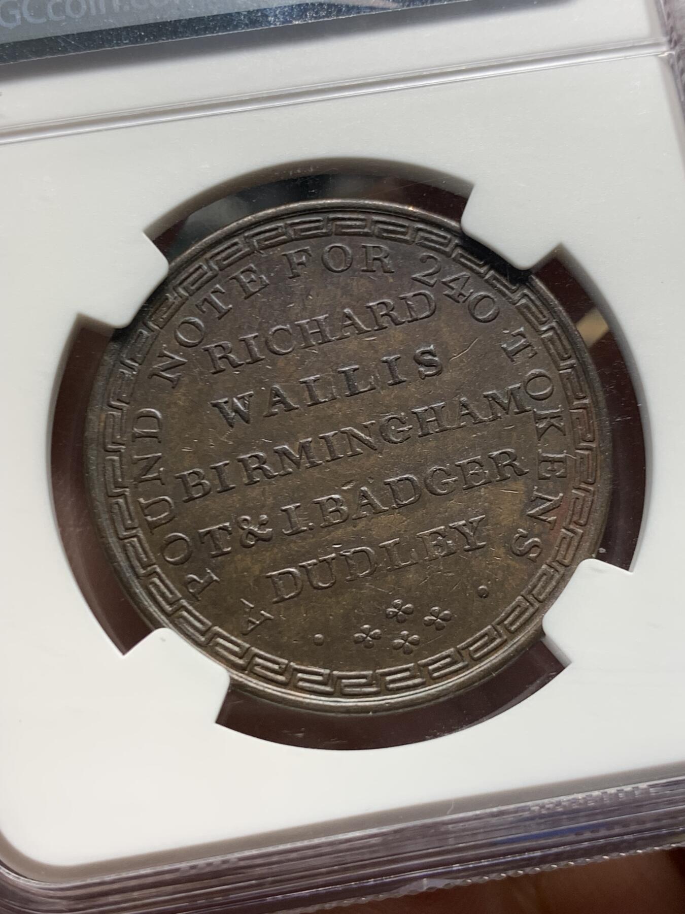 《竞宝斋》第280场- 周日，周一 ，周二3场连拍 （全场包邮） NGC MS62BN 唯一冠军分 英国1811年伯明翰1便士Token 大铜币 公平女神图案。半便士常见，1便士大铜稀少。工艺精良，该品种唯一冠军