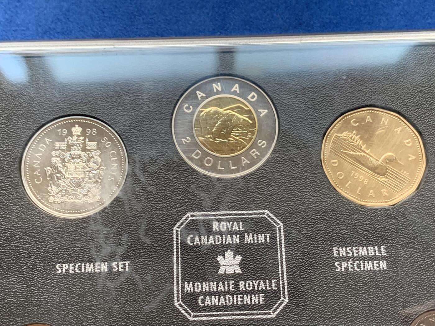 《竞宝斋》第280场- 周日，周一 ，周二3场连拍 （全场包邮） 加拿大1998年Specimen  Set套币 7枚原盒证 精制磨砂工艺 非普通UNC品相 细节见图