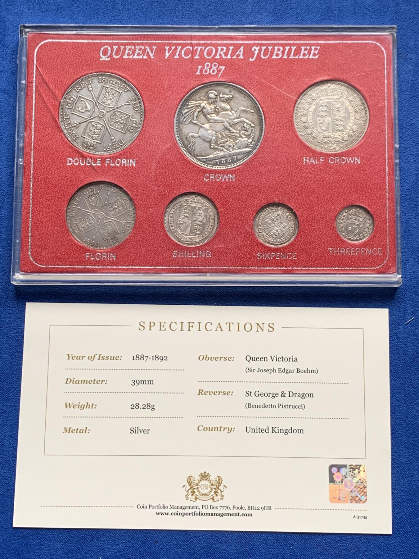 《竞宝斋》第280场- 周日，周一 ，周二3场连拍 （全场包邮） 英国1887维多利亚高冠套币 7枚装银币