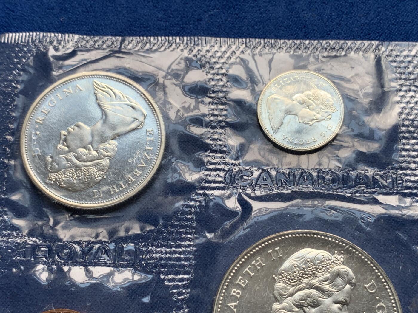 《竞宝斋》第280场- 周日，周一 ，周二3场连拍 （全场包邮） 加拿大1966年官方原封全套6枚 含4枚银币 性价比高