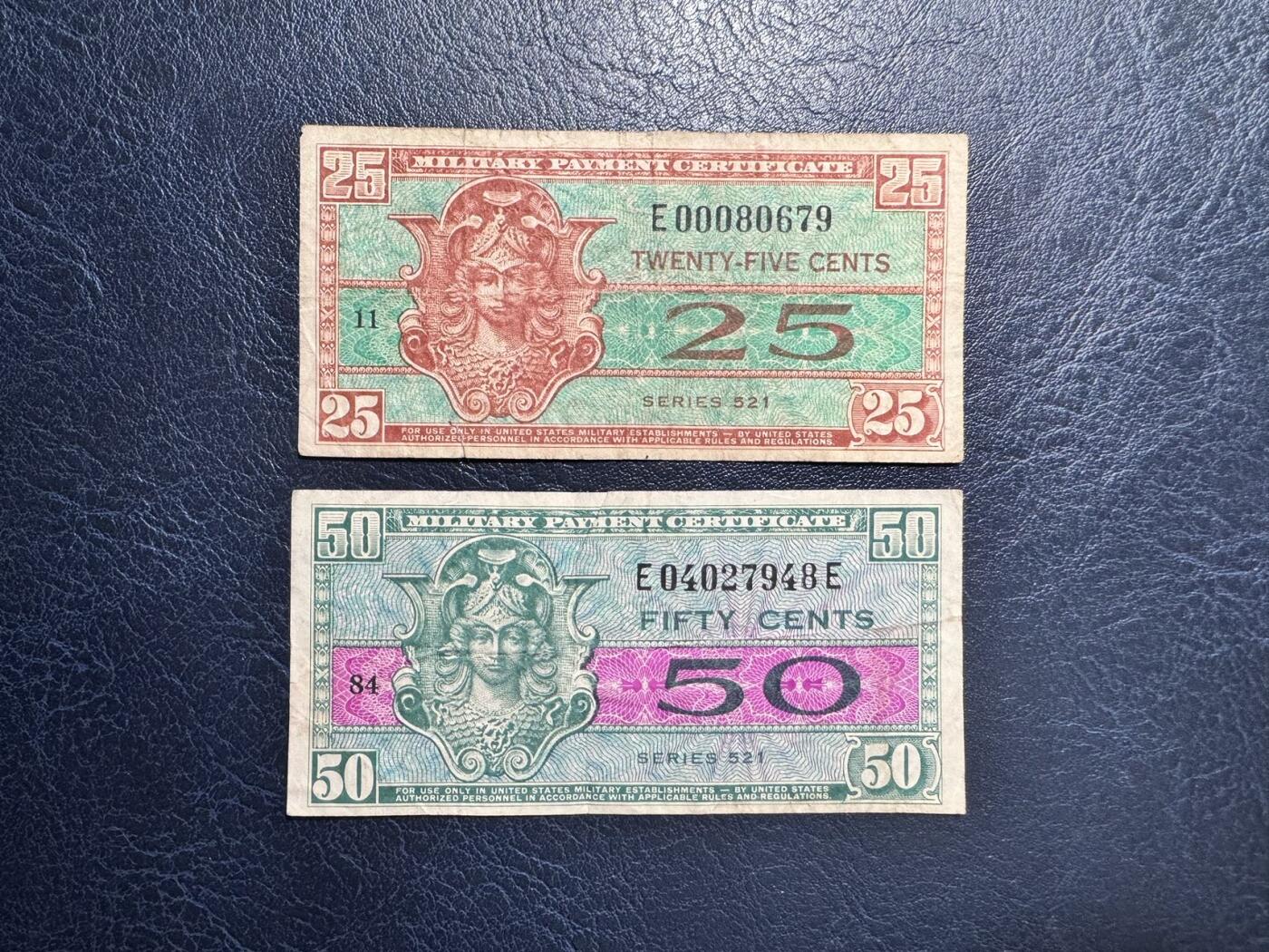 收藏联盟Quantum Auction 第354期拍卖  美国521序列25和50美分军票 品相如图