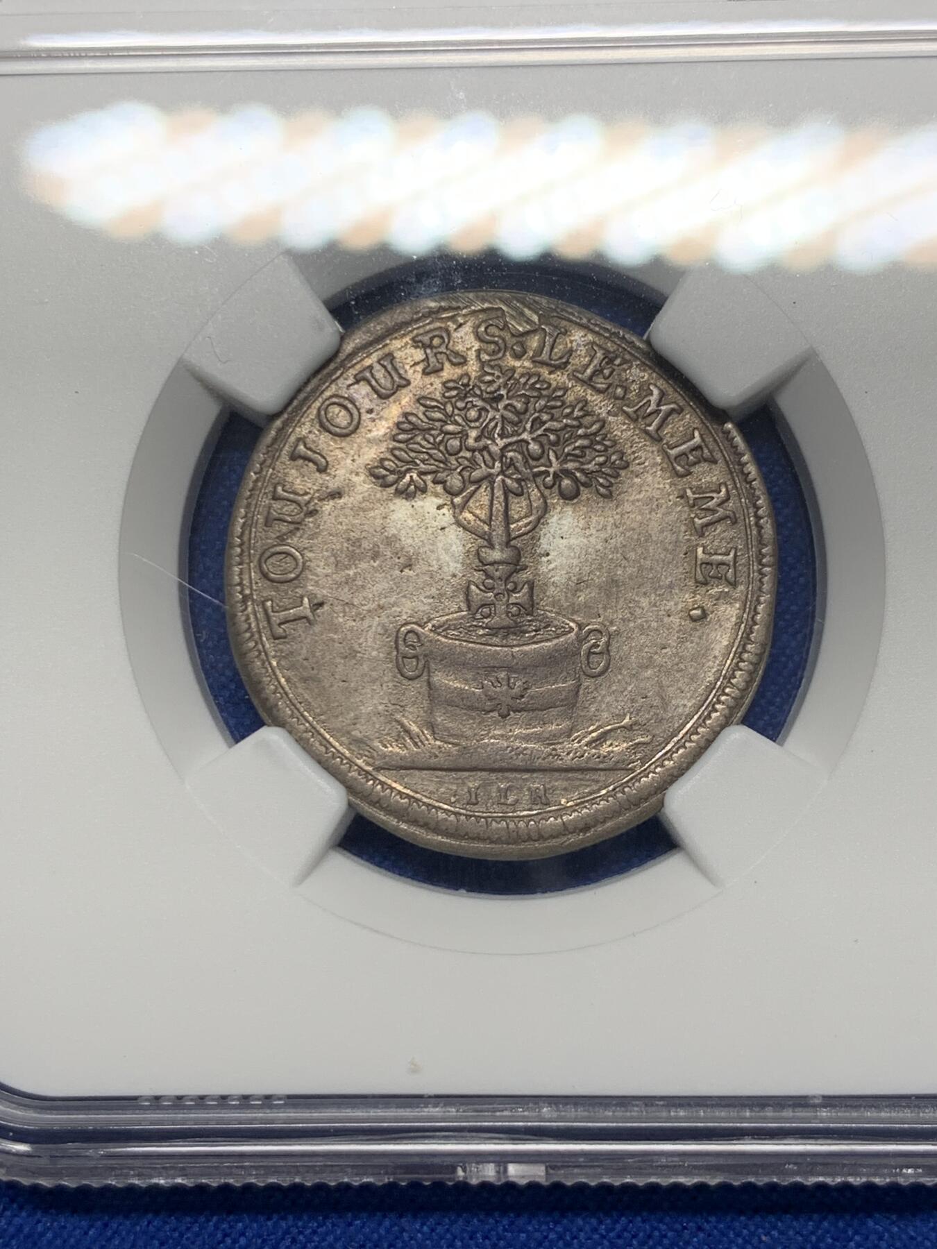 《竞宝斋》第280场- 周日，周一 ，周二3场连拍 （全场包邮） NGC XF 德国 1726 勃兰登堡-拜罗伊特 乔治·威廉逝世 1/12泰勒银币 首见品种