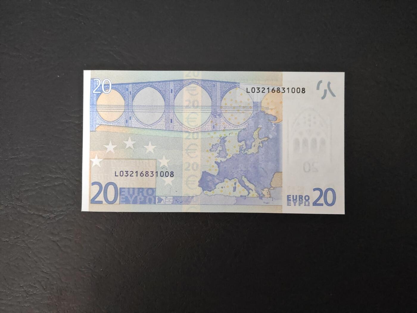 欧盟纸币Euro 2002版 一签芬兰20欧元（稀有）无47 全新UNC