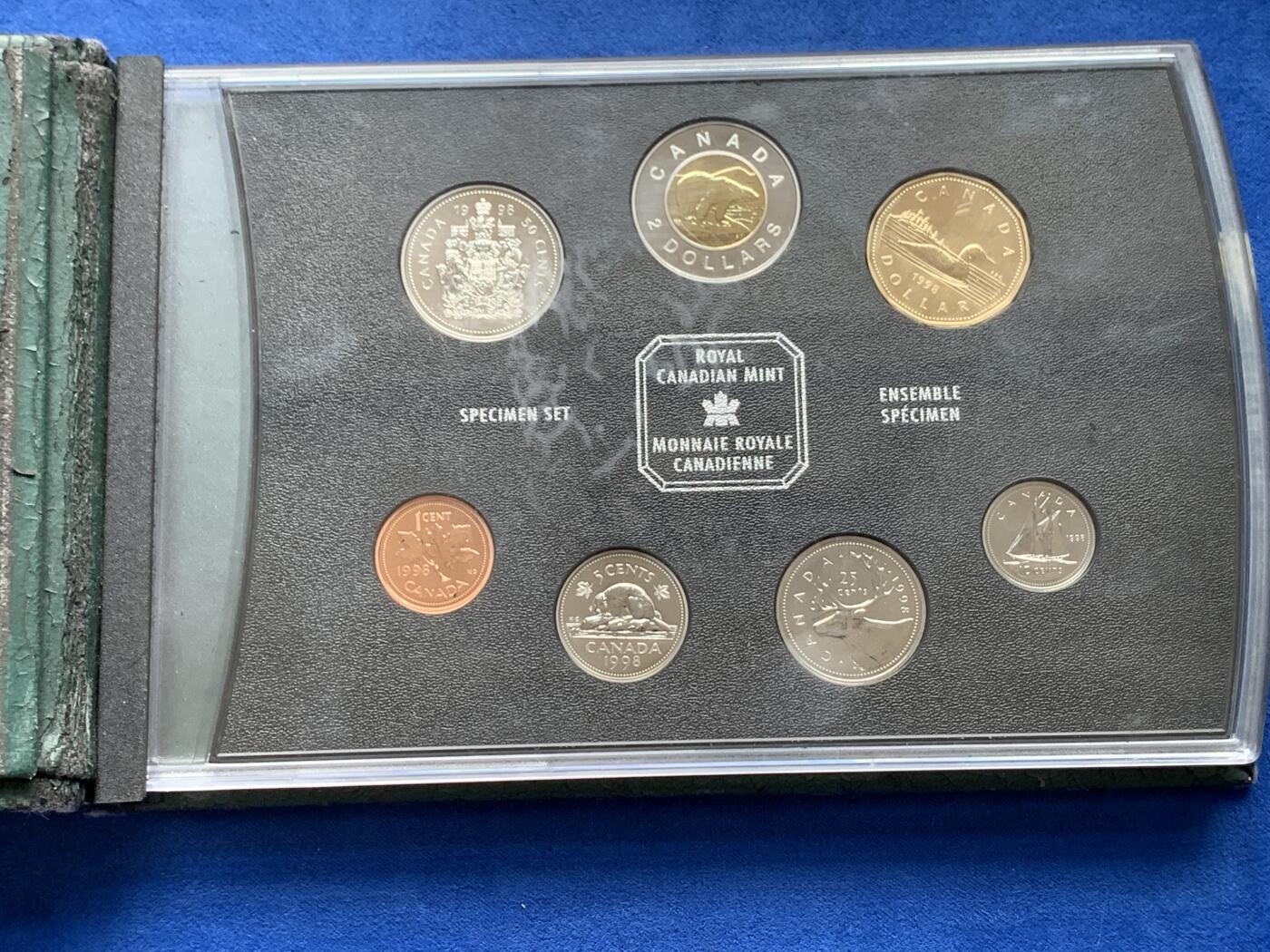 《竞宝斋》第280场- 周日，周一 ，周二3场连拍 （全场包邮） 加拿大1998年Specimen  Set套币 7枚原盒证 精制磨砂工艺 非普通UNC品相 细节见图
