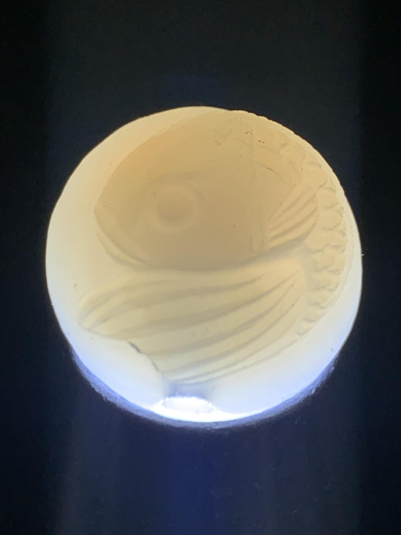 精美亚光高玉化海洋玉髓手工俏色巧雕鲤鱼打挺随形圆珠一个