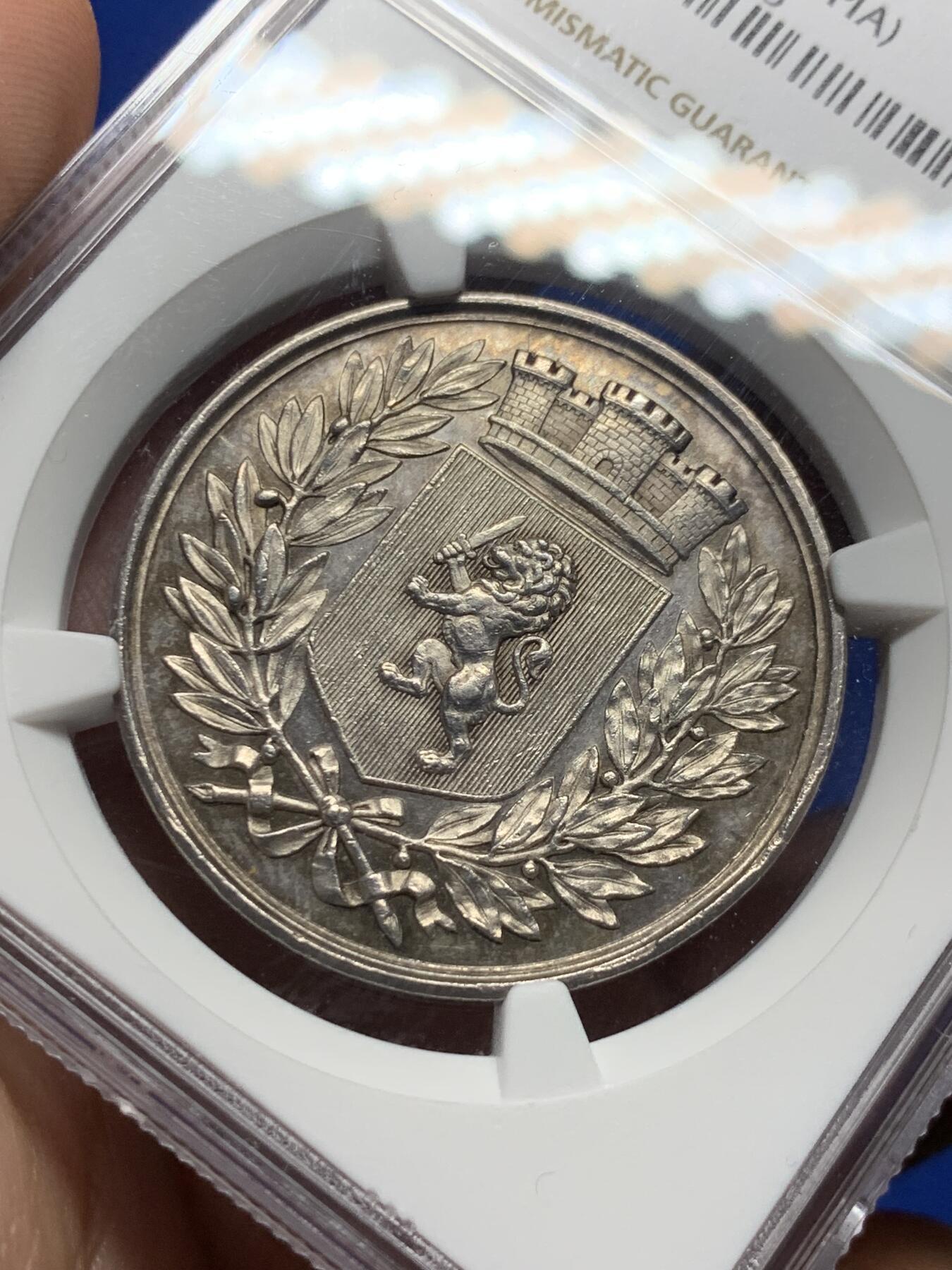 《竞宝斋》第281场- 周日，周一 ，周二3场连拍 （全场包邮） NGC-MS63 法国银代币，里昂经纪人