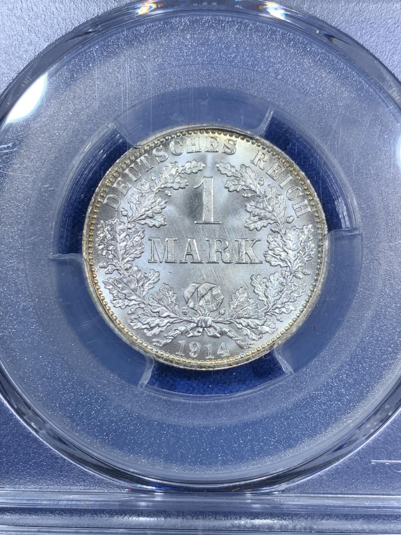 《竞宝斋》第280场- 周日，周一 ，周二3场连拍 （全场包邮） PCGS MS66 德意志帝国 1914A 1马克 银币