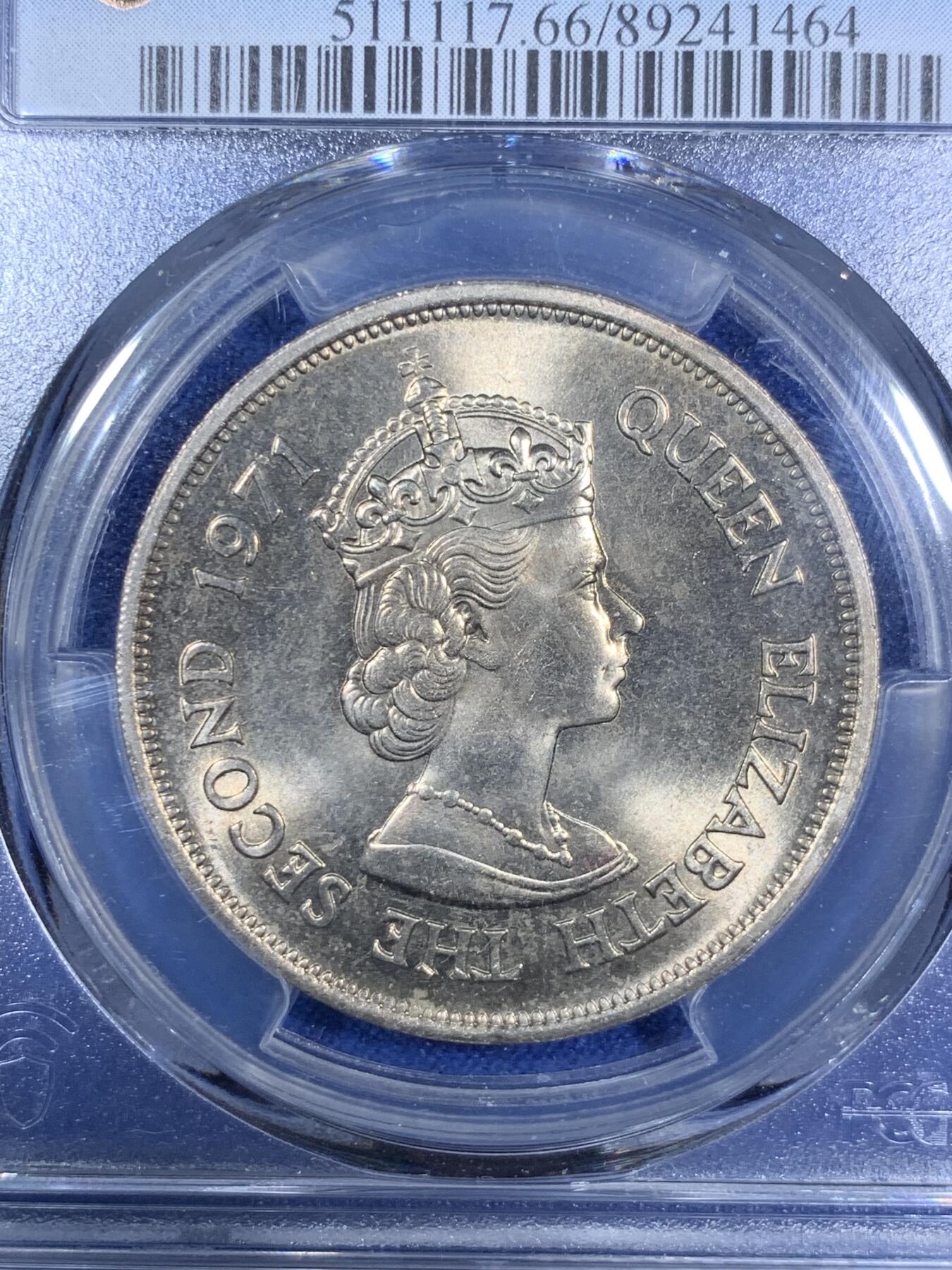 《竞宝斋》第280场- 周日，周一 ，周二3场连拍 （全场包邮） PCGS MS66 1971毛里求斯10卢比 渡渡鸟 这种转光高分的非常少见 大热品种 背面支撑架小磕
