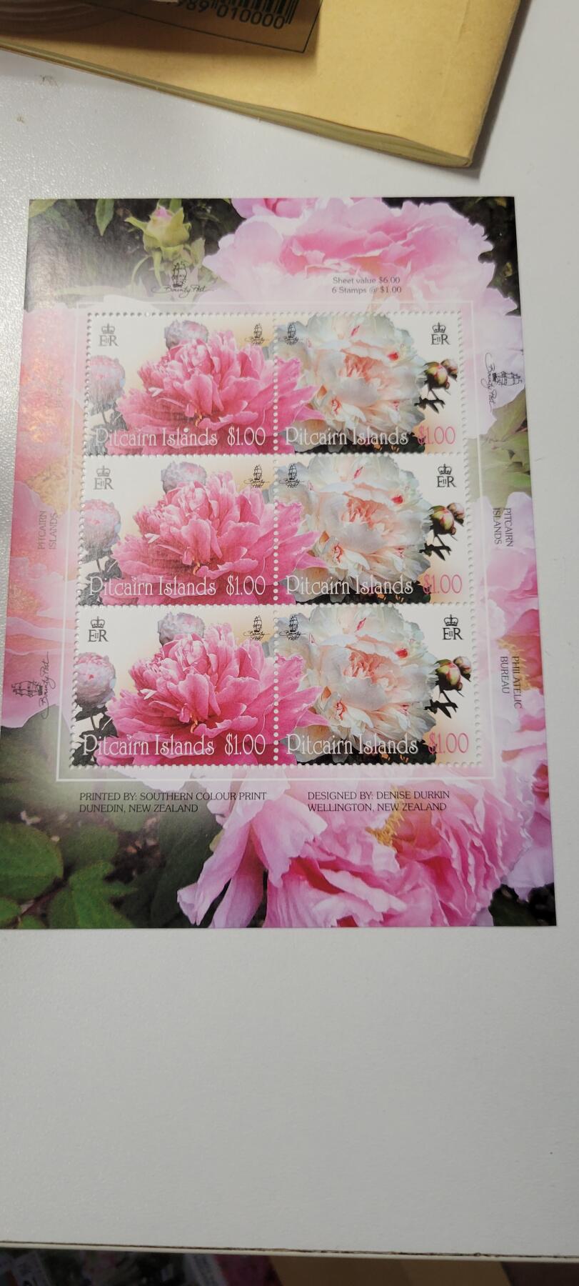 2024第九期 皮特凯恩2011年发行 植物 花卉 牡丹花 邮票2全3套小版 
