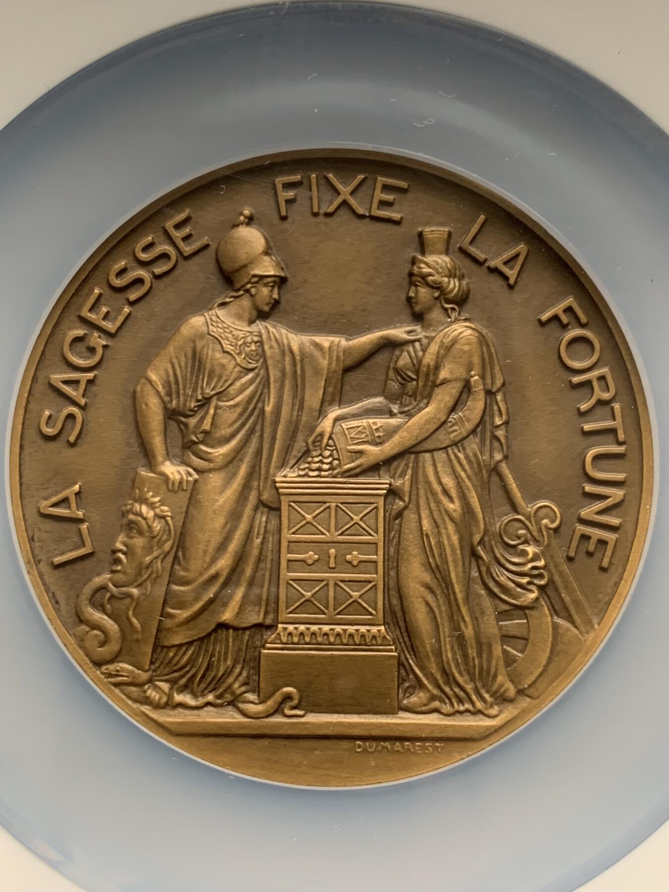 《竞宝斋》第280场- 周日，周一 ，周二3场连拍 （全场包邮） NGC MS66BN 法兰西银行成立150周年 68mm大章 高分可藏