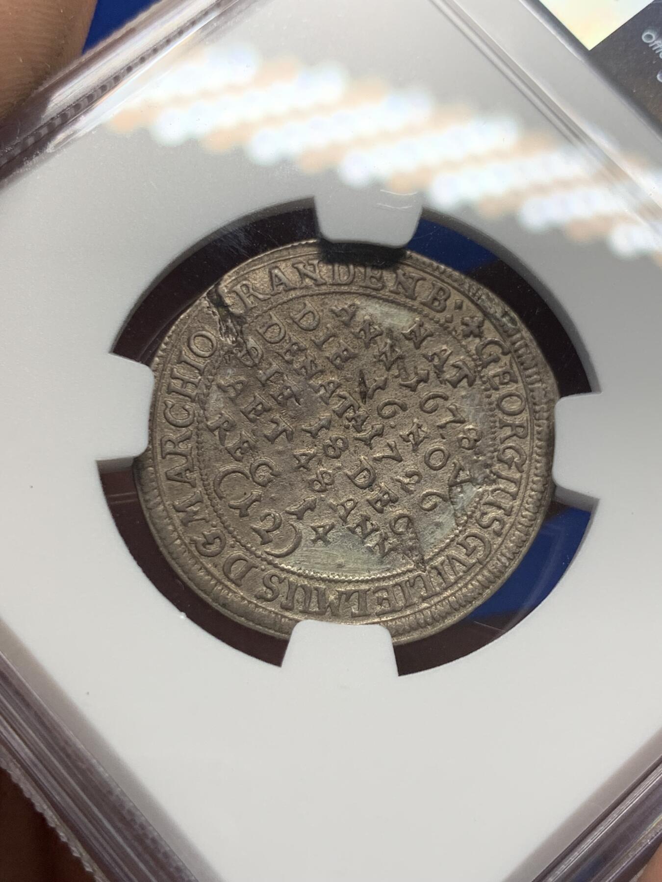 《竞宝斋》第280场- 周日，周一 ，周二3场连拍 （全场包邮） NGC XF 德国 1726 勃兰登堡-拜罗伊特 乔治·威廉逝世 1/12泰勒银币 首见品种