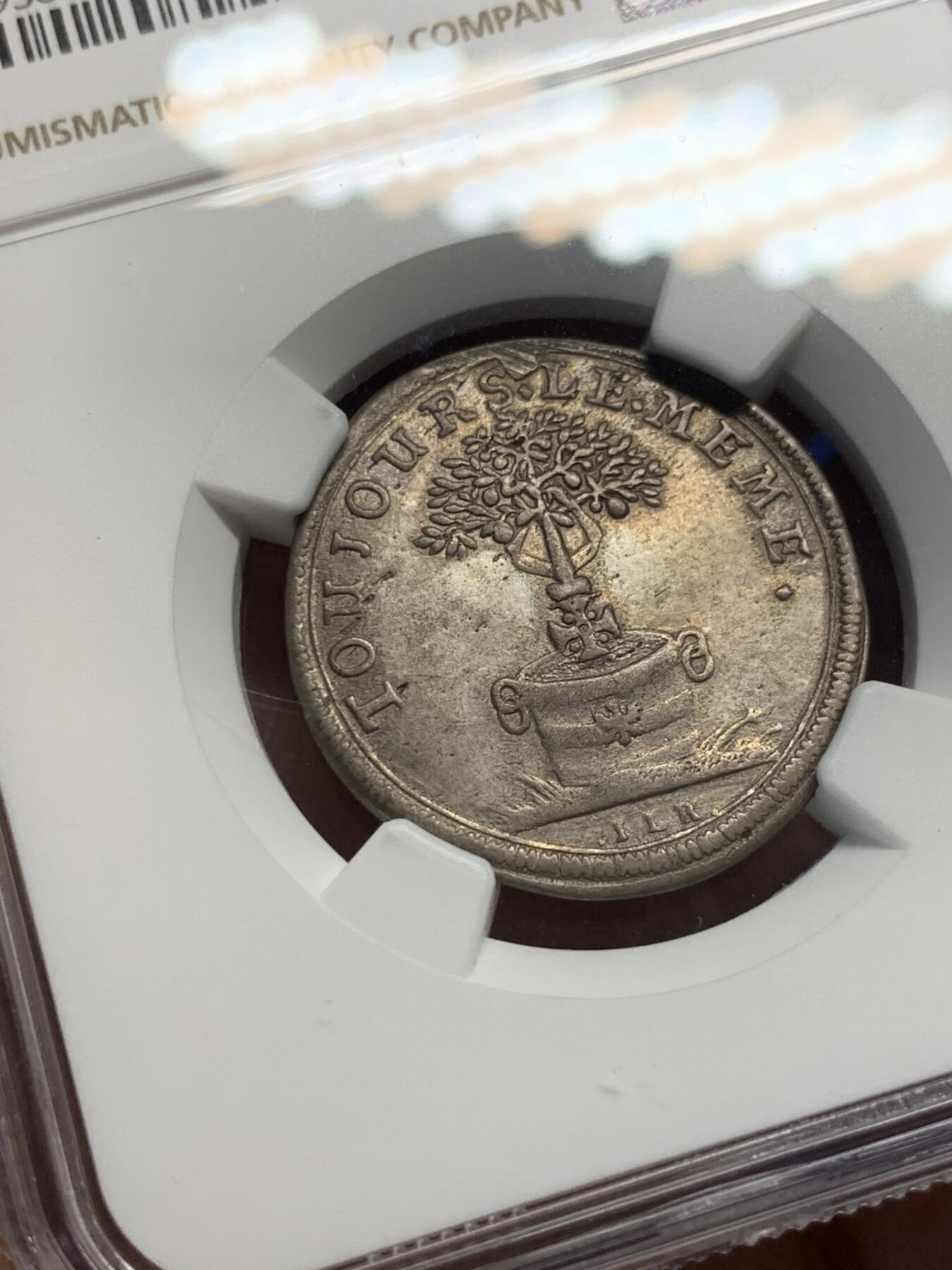 《竞宝斋》第280场- 周日，周一 ，周二3场连拍 （全场包邮） NGC XF 德国 1726 勃兰登堡-拜罗伊特 乔治·威廉逝世 1/12泰勒银币 首见品种