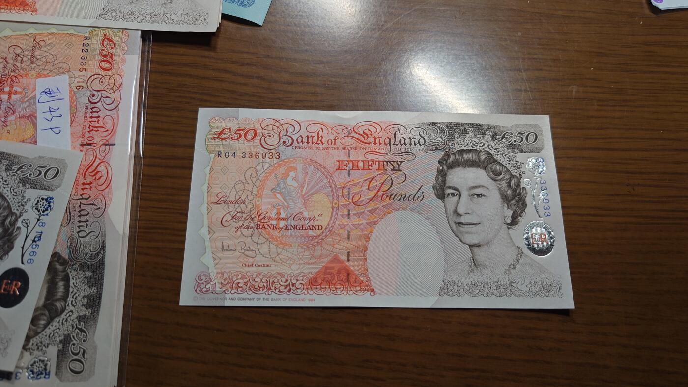 【六点40刚有新增30项】精选微拍第114期暨2024年第25期  新品到货 1994年英国E序列50镑 全新绝品无47尾号033