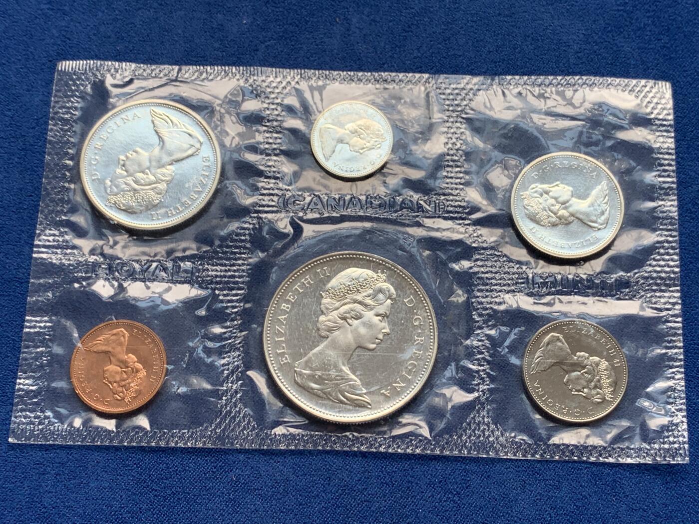 《竞宝斋》第280场- 周日，周一 ，周二3场连拍 （全场包邮） 加拿大1966年官方原封全套6枚 含4枚银币 性价比高