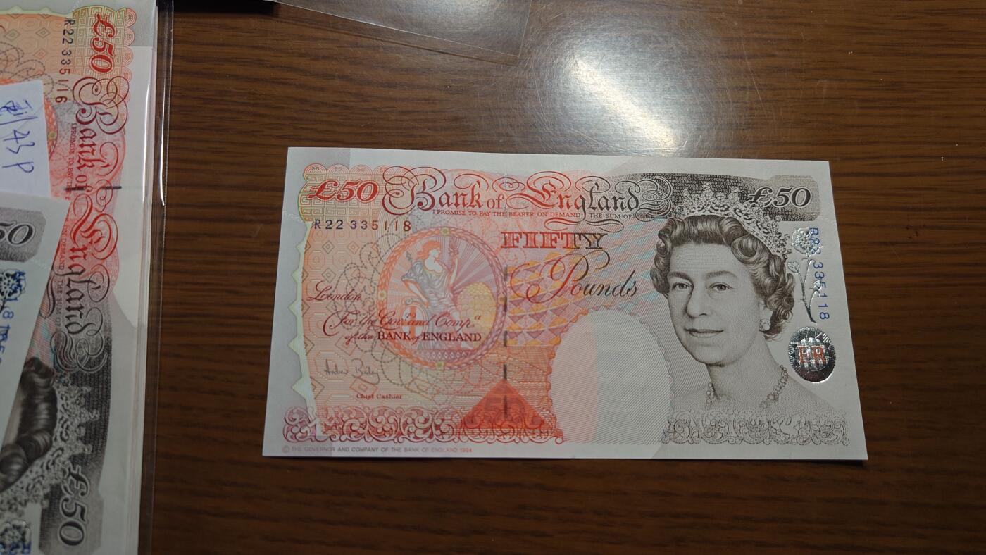 【六点40刚有新增30项】精选微拍第114期暨2024年第25期  新品到货 1994年英国E序列50镑 全新绝品无47尾号118