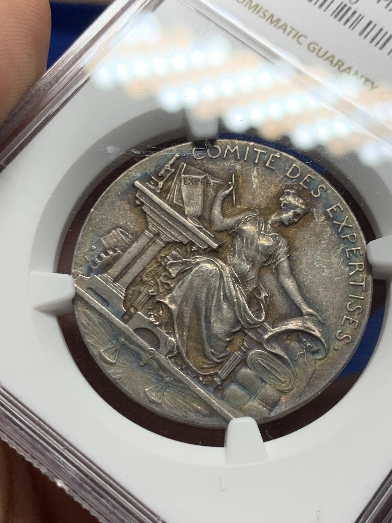 《竞宝斋》第281场- 周日，周一 ，周二3场连拍 （全场包邮） NGC-MS61 法国银代币，专家委员会