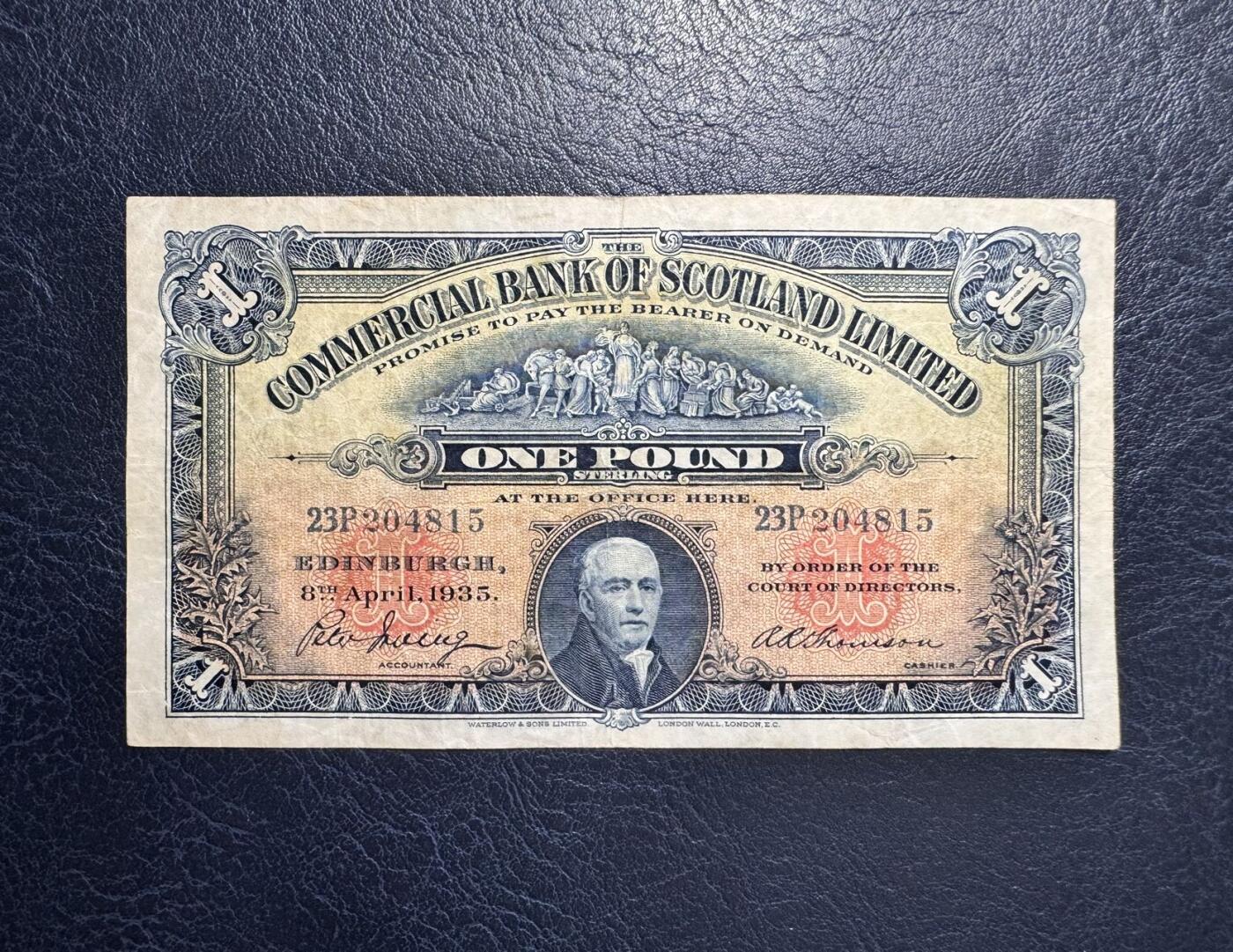 收藏联盟Quantum Auction 第354期拍卖  苏格兰商业银行1935年1镑 品相如图 