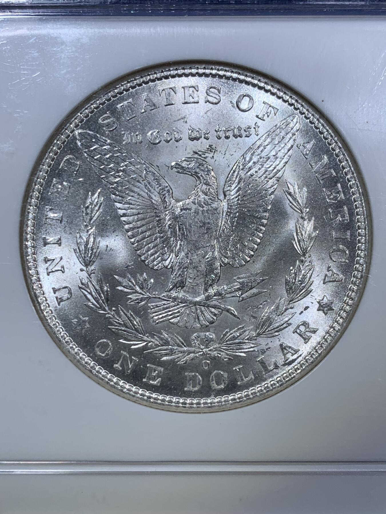 《竞宝斋》第280场- 周日，周一 ，周二3场连拍 （全场包邮） NGC MS64 美国1901年摩根1美元银币 2003年前的老盒子 爆光品相 年份略少