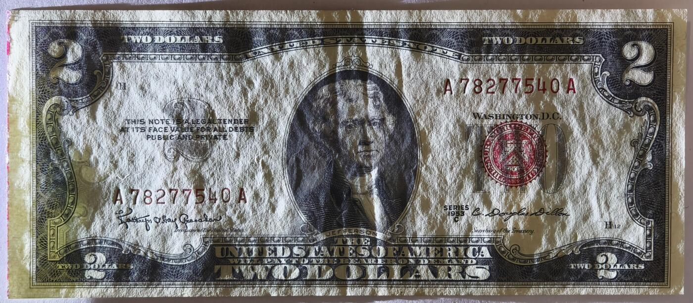 紫瑗钱币——第381期拍卖——纸币场 美国 1953年 C序列 托马斯·杰斐逊 2美元 红印 D政府券 AU