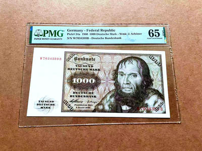 【Blue Auction】✨世界纸币精拍第494期【精】 -   【初版】德国 1960年1000马克 经典舍那 雕刻极致 PMG65EPQ 绝品