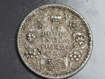 燕姐换藏第82拍 英属印度1942年四分之一卢比银币