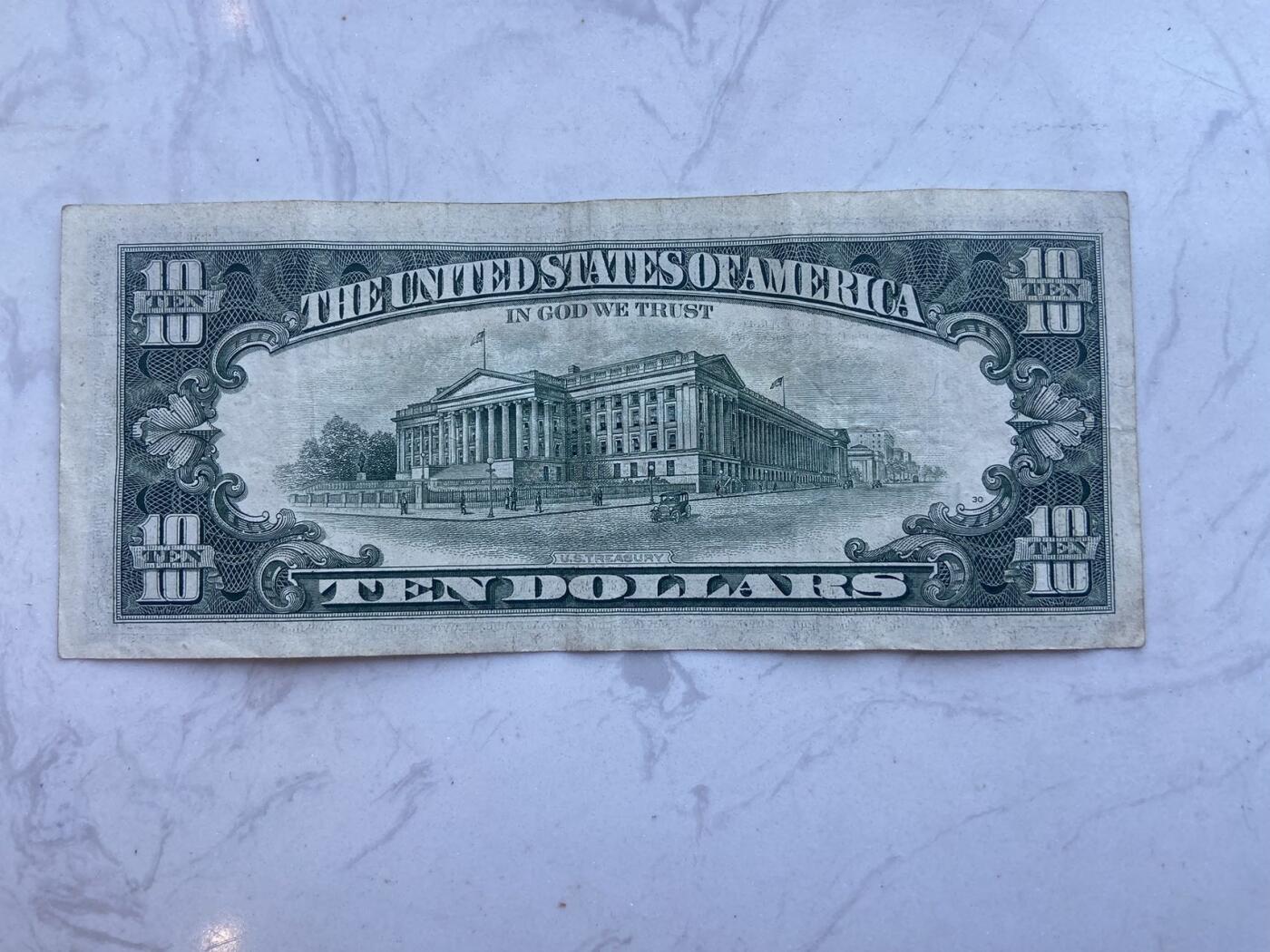 【炜奕收藏】裸钞专场第八期 1995年美国10元，小头版，流通品相