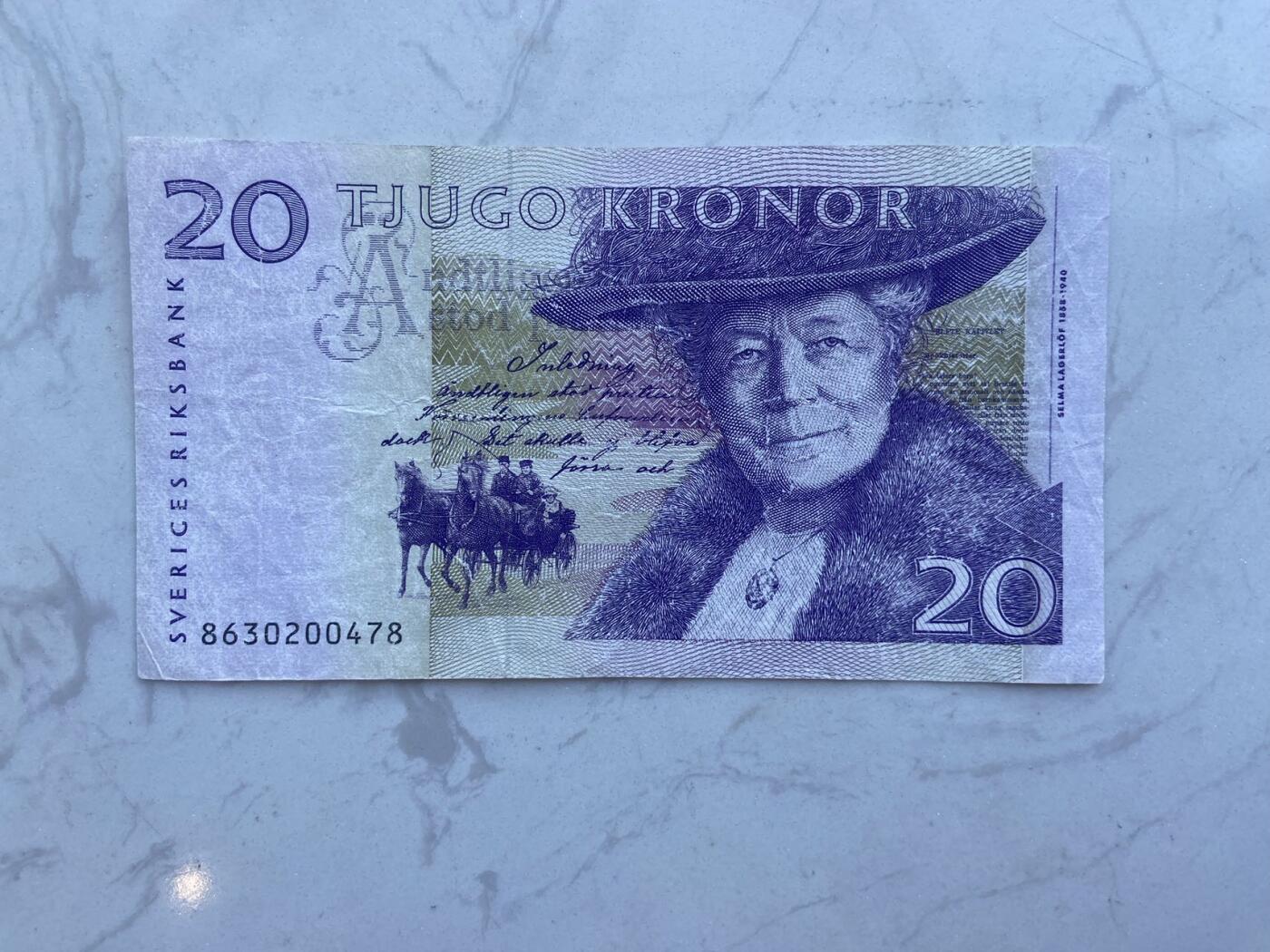 【炜奕收藏】裸钞专场第八期 瑞典20克朗，流通品相