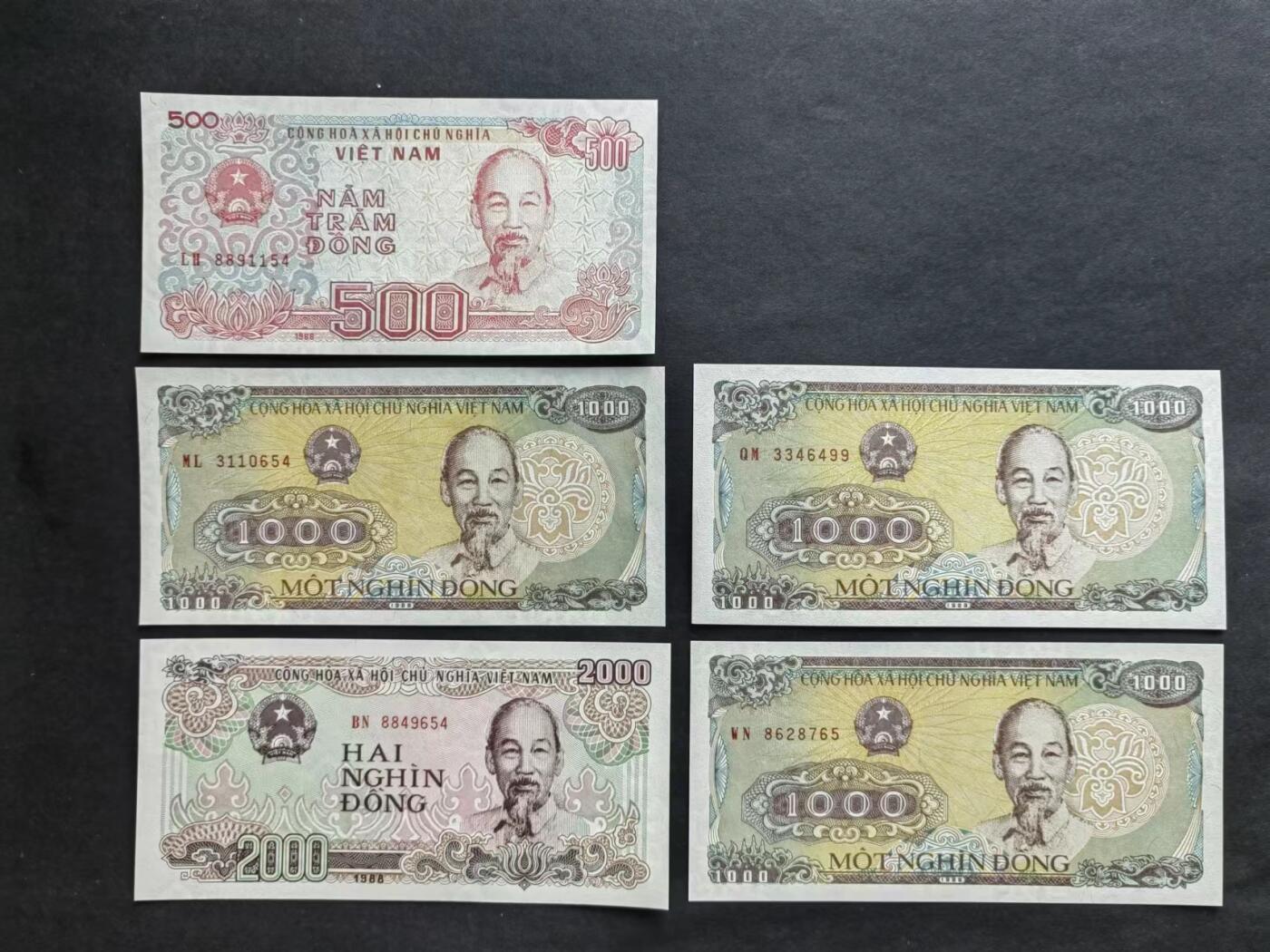外中纸币专场240719第五场 越南5张UNC