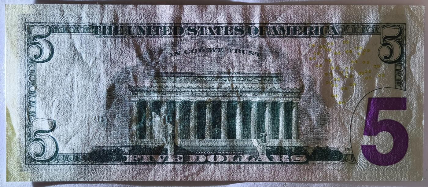 紫瑗钱币——第367期拍卖——纸币场 美国 2021年 E版 无序列 亚伯拉罕·林肯 5美元 彩色版 UNC-