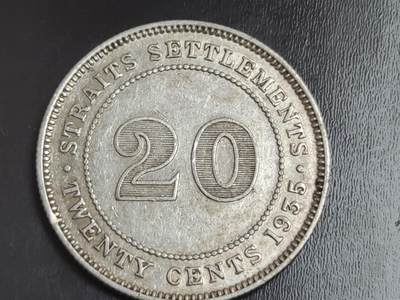 燕姐换藏第82拍 英属海峡1935年20分银币