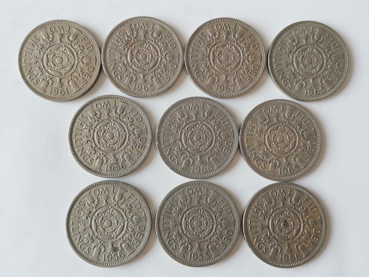 第一海外回流一元起拍收藏 散币专场 第97期 英国2先令 伊丽莎白 10枚