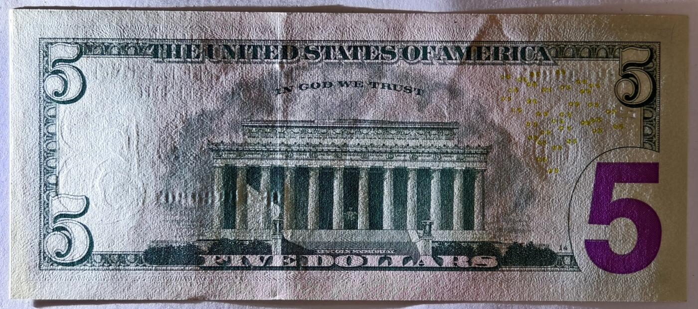 紫瑗钱币——第367期拍卖——纸币场 美国 2021年 E版 无序列 亚伯拉罕·林肯 5美元 彩色版 UNC