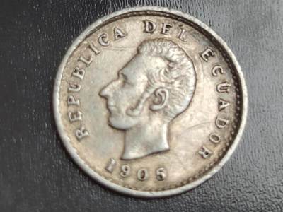 燕姐换藏第82拍 厄瓜多尔1905年5分银币