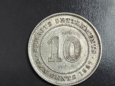 燕姐换藏第82拍 英属海峡1927年10分银币