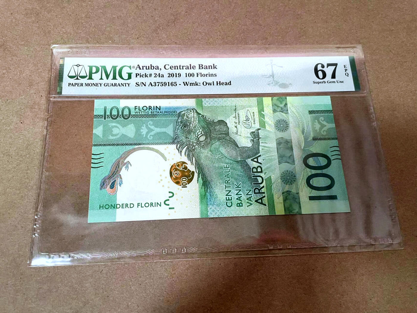 【Blue Auction】✨世界纸币精拍第493期【精】 阿鲁巴 2019年100弗罗林 PMG67EPQ 高分  