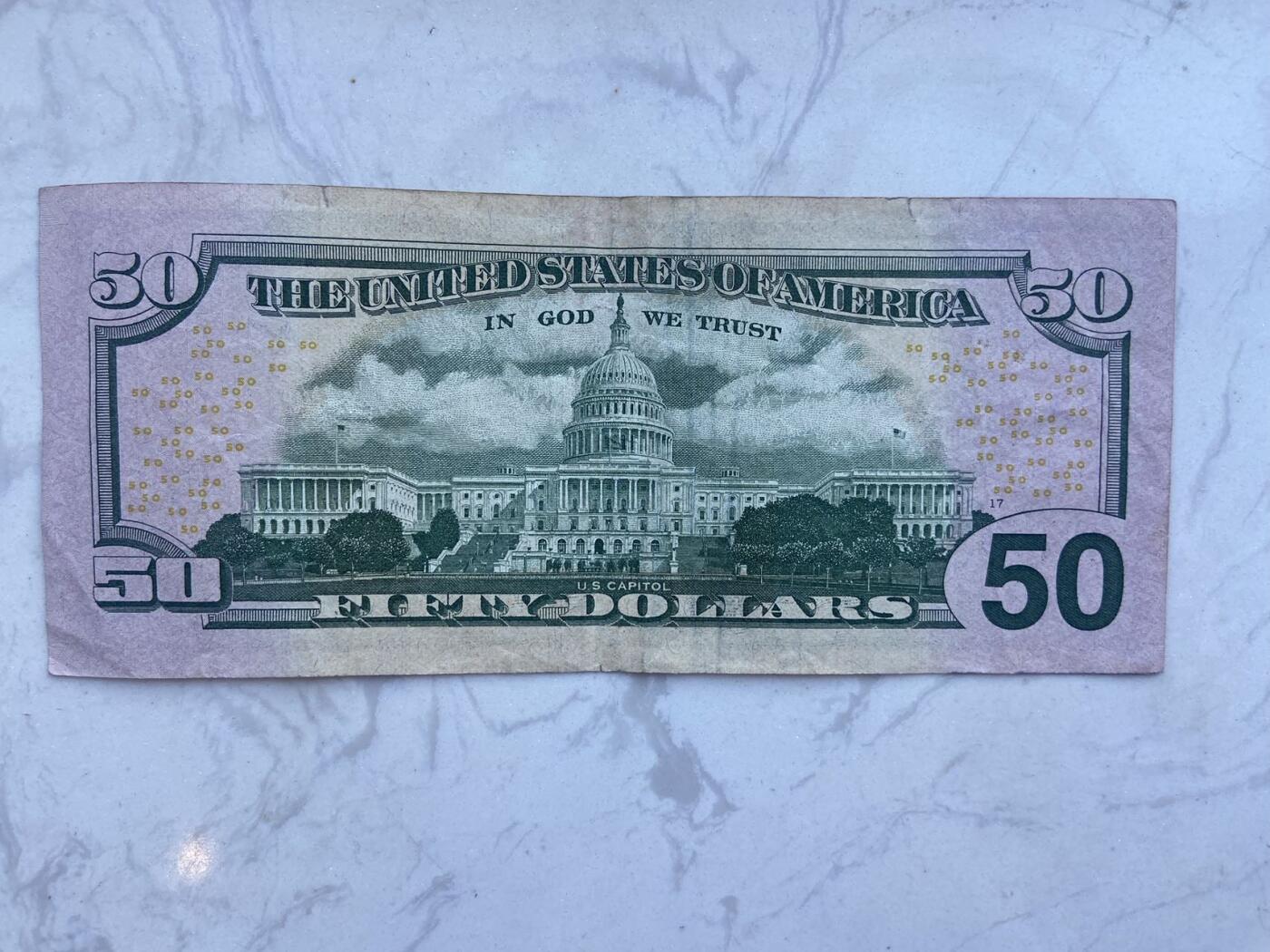 【炜奕收藏】裸钞专场第八期 2017年美国50美元，流通品相