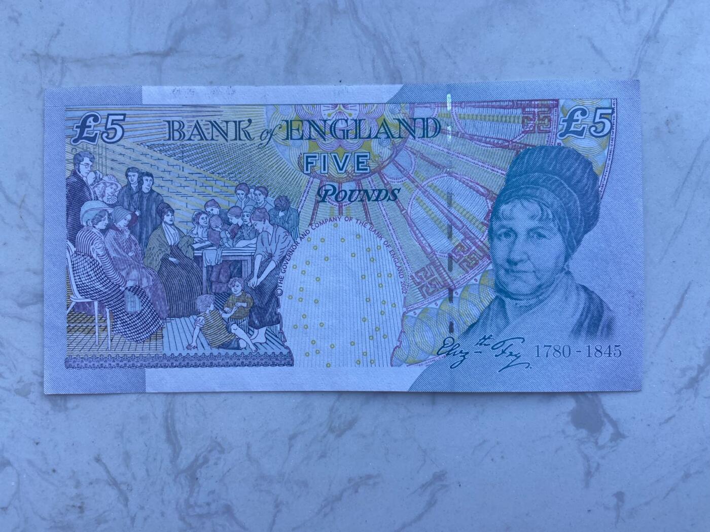 【炜奕收藏】裸钞专场第八期 英国E序列再版5磅，au品相