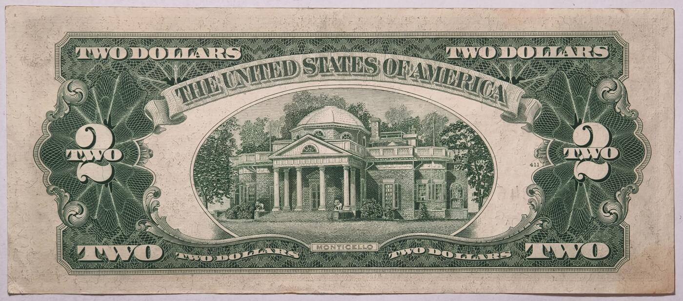 紫瑗钱币——第381期拍卖——纸币场 美国 1953年 C序列 托马斯·杰斐逊 2美元 红印 D政府券 UNC-