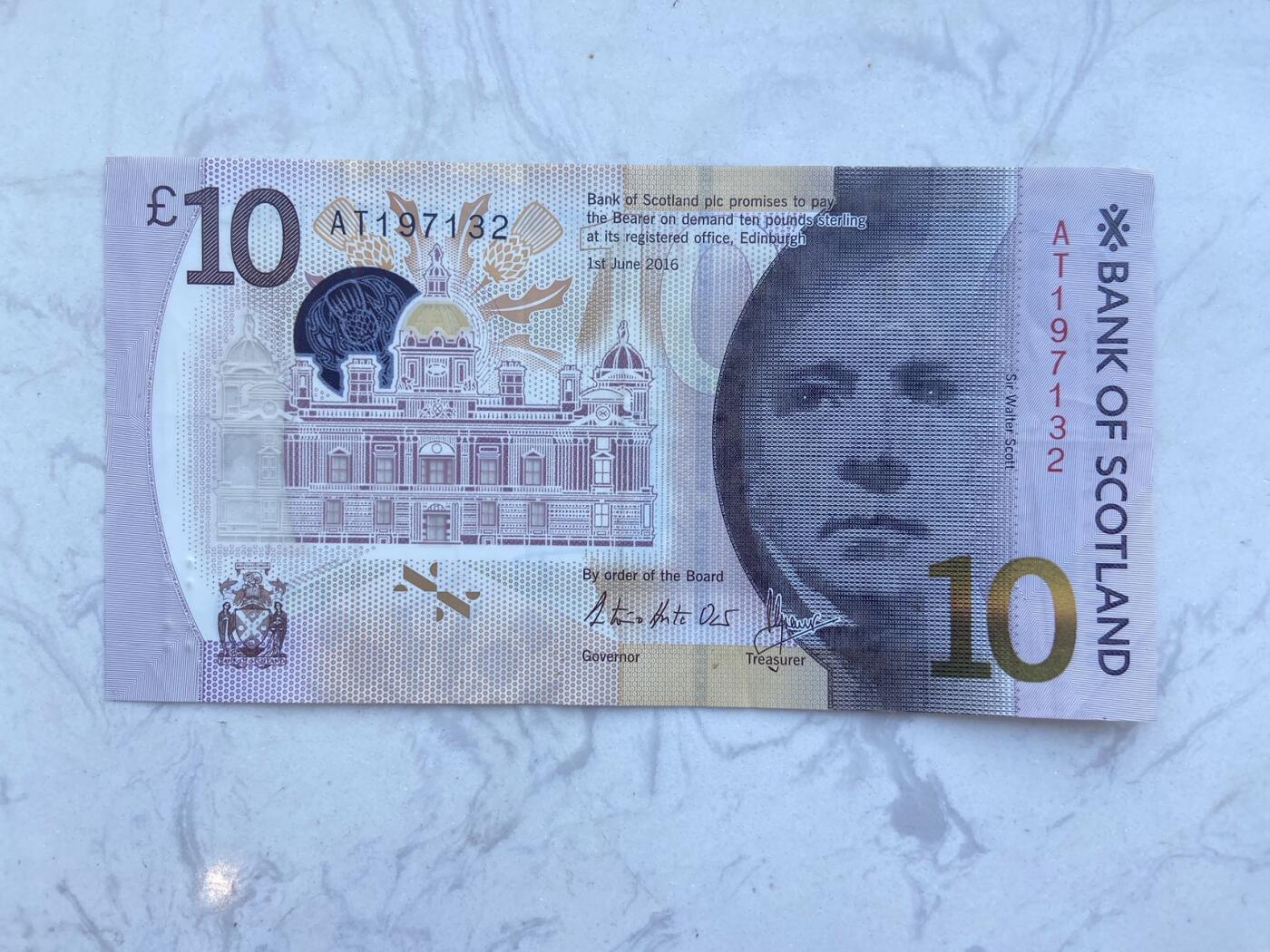 【炜奕收藏】裸钞专场第八期 苏格兰银行10磅塑料钞，流通品相