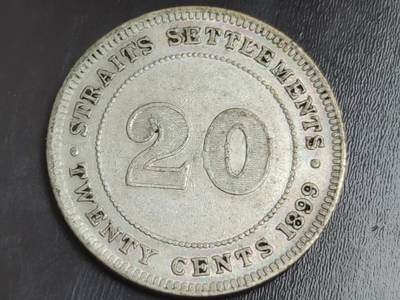 燕姐换藏第82拍 英属海峡1899年20分银币