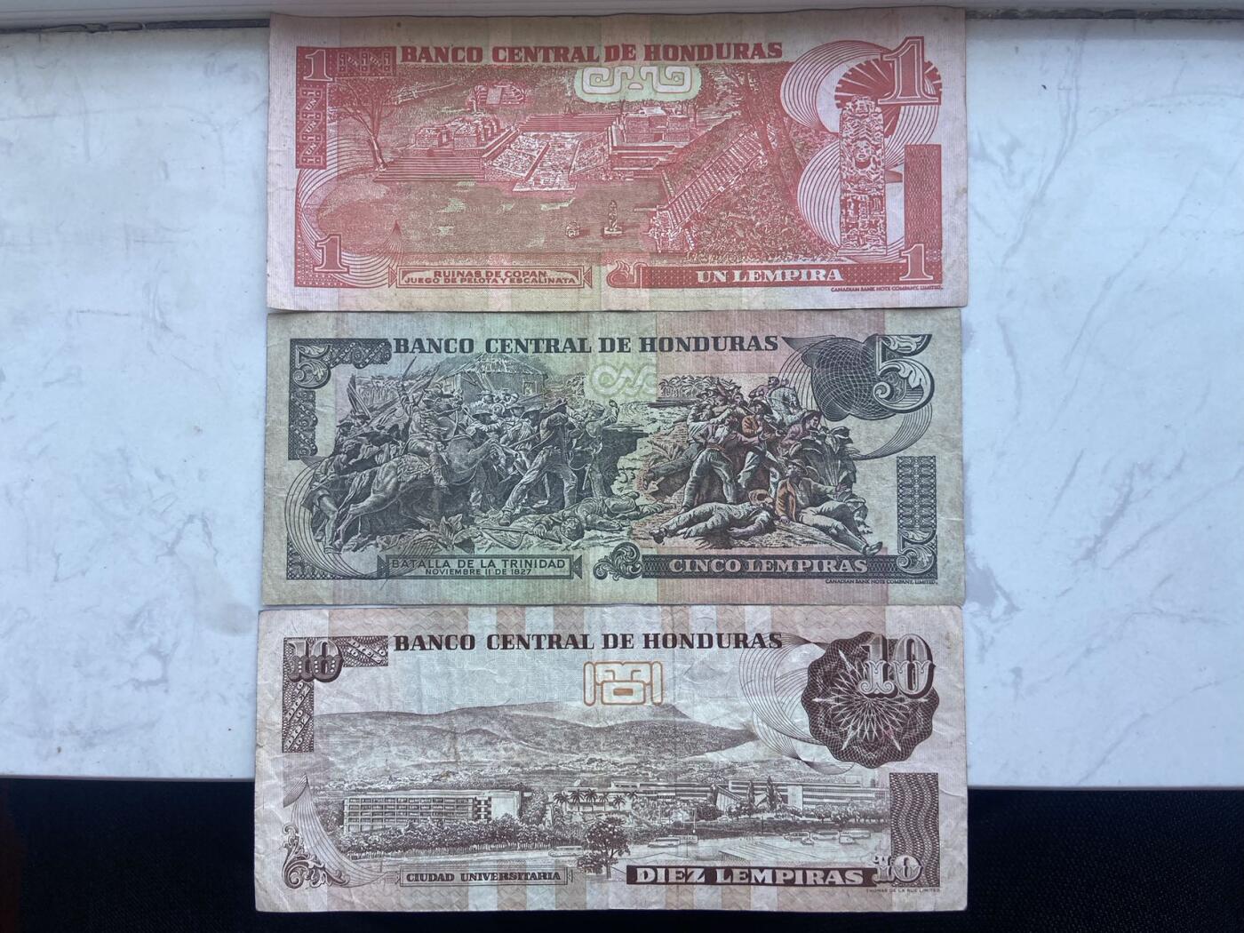 【炜奕收藏】裸钞专场第八期 洪都拉斯3张一组，流通品相