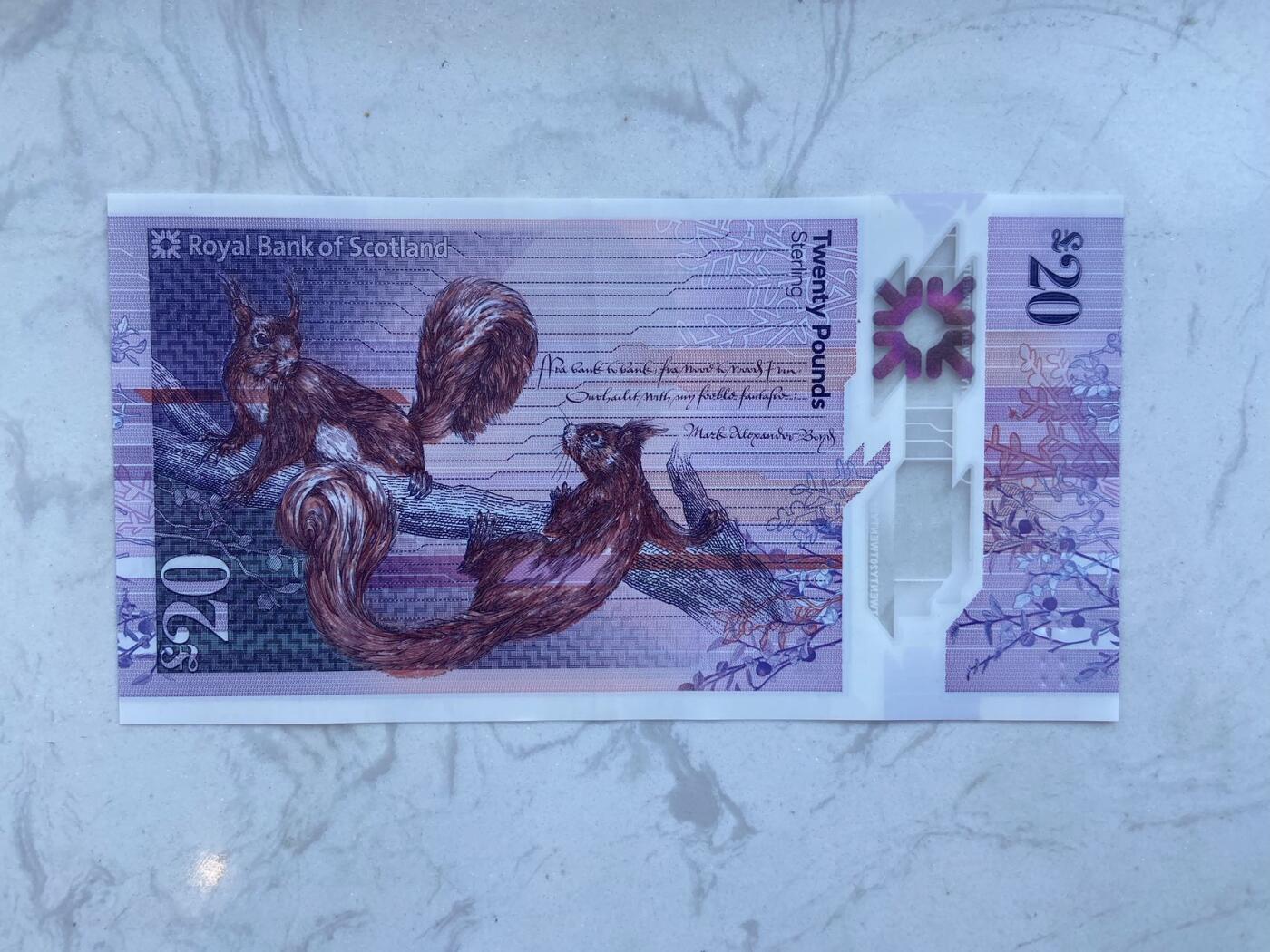 【炜奕收藏】裸钞专场第八期 苏格兰皇家银行20磅，au品相