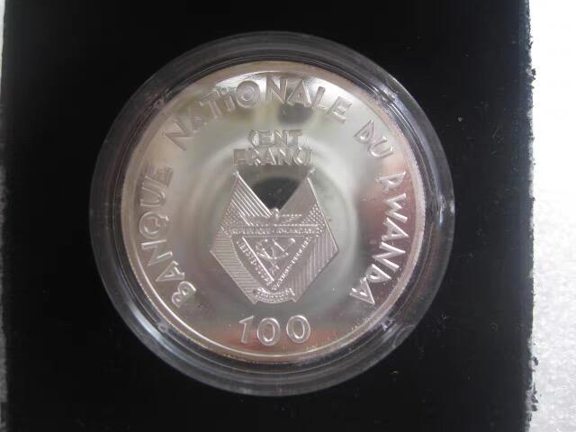 原包装卢旺达1990年100法郎曼德拉纪念克朗银币PROOF