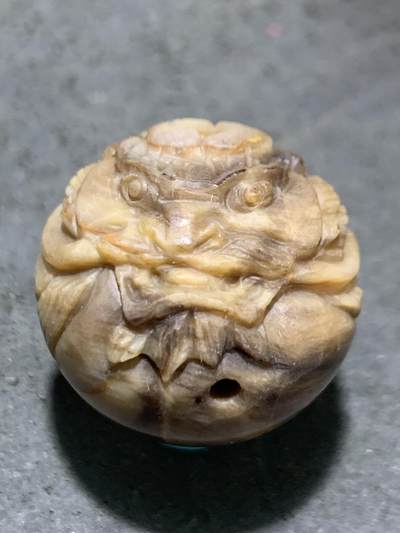 精美天然缅甸树化玉（木化玉）手工雕刻招财龙珠一颗！ - 精美天然缅甸树化玉（木化玉）手工雕刻招财龙珠一颗！