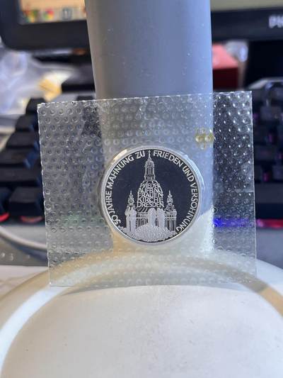 第180期拍卖【长期征集拍品】【北京币展专场】 -   原厂塑封德国1995年德累斯顿教堂重建50周年精制纪念银币625银15.5克直径32.5毫米